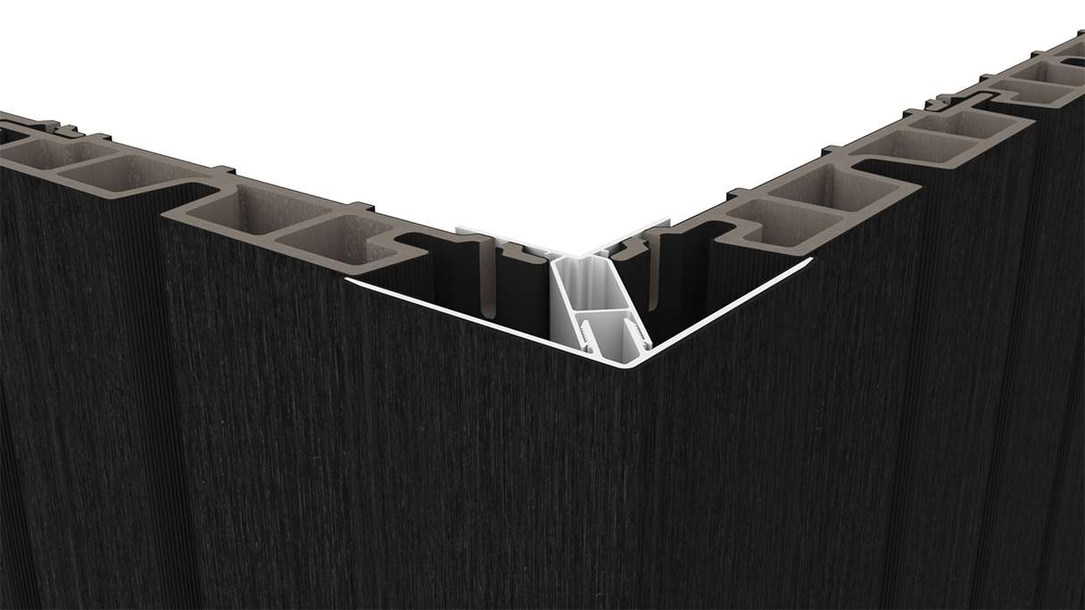 planeo LINEA - Profilé d'angle extérieur en aluminium CoEx noir 3000 x 66 x 66 mm
