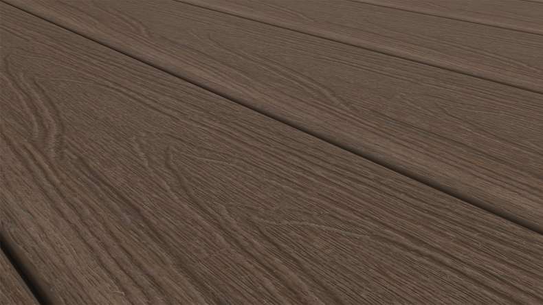 planeo MAXLine Nature - WPC CoEx lame de terrasse XL gainée chambre creuse - Ipe brun 3m structuré/lisse brossé