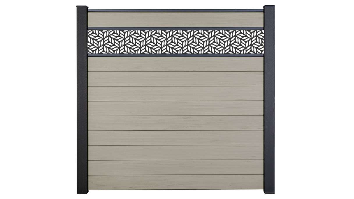 planeo Gardence Strong - Clôture à emboîter BPC Leafs Bi-Color Sand 180 x 180 cm