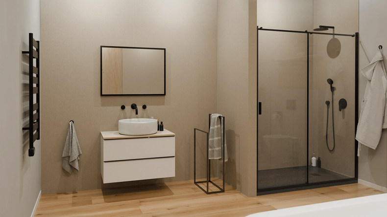Revêtement mural SPC planeo - CeraRock Tile Stripes Tweed Sand XL 280 x 117,5 cm