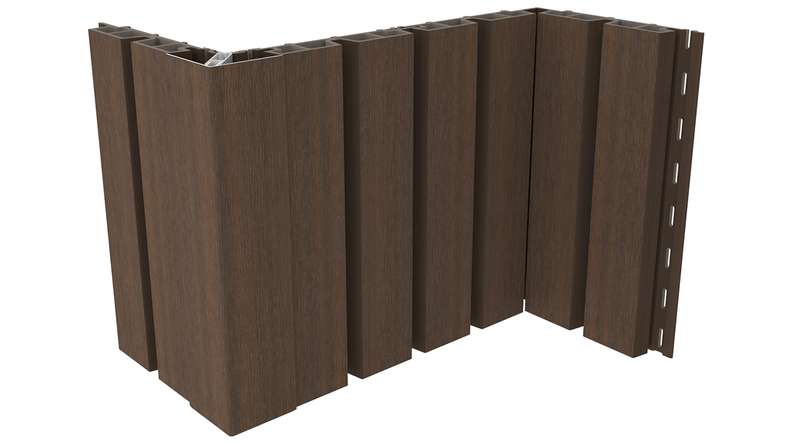 planeo LINEA Wide - Bardage de façade en WPC CoEx, teinte Ipe brun, 2900 x 181 mm