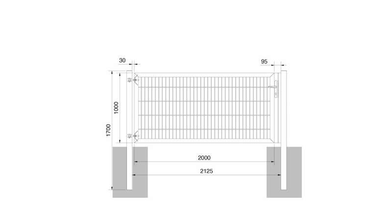 Porte universelle lourde 1 vantail galvanisé à chaud H 1000 x L 2125 mm poteaux de porte inclus