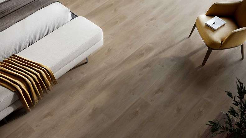 planeo Vinyle à clic rigide - HOMEtec Basic 30 IXPE Sunlit Amber Oak | Isolation phonique intégrée (RP-E30-5)