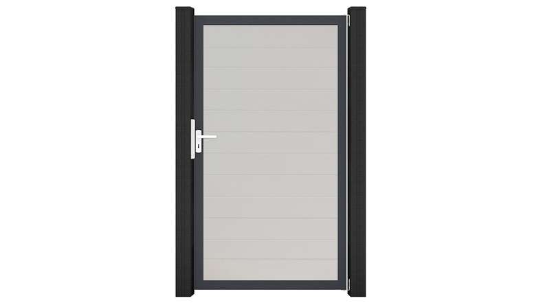 planeo Gardence Simply Small - Portail universel en PVC blanc avec cadre en aluminium 100 x 180 cm