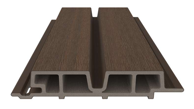 planeo LINEA Wide - Bardage de façade en WPC CoEx, teinte Ipe brun, 2900 x 181 mm