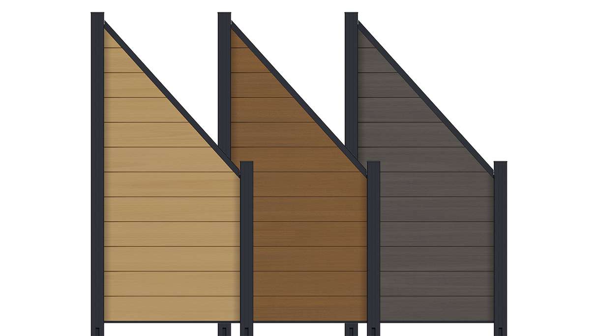 planeo INFINITY - Clôture à emboîter en WPC CoEx, bords biseautés 180 - 90 x 90 cm