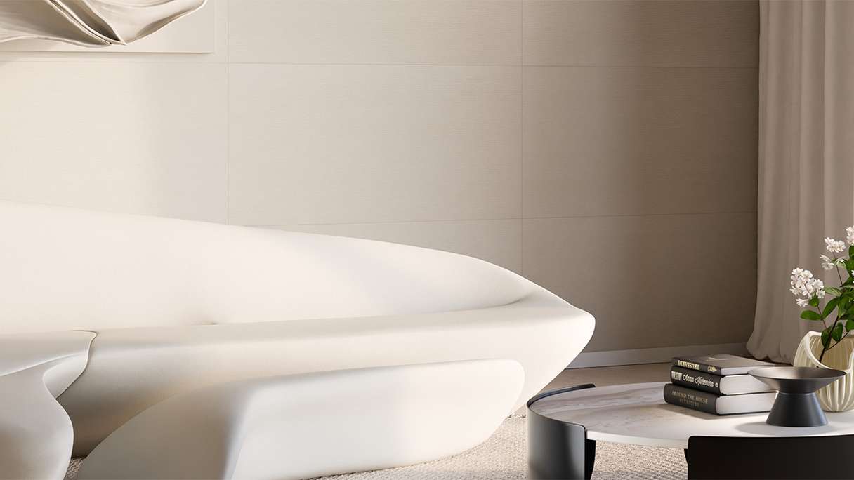 planeo Revêtement mural SPC - CeraRock Tile Stripes Concrete Cream 120 x 60 cm