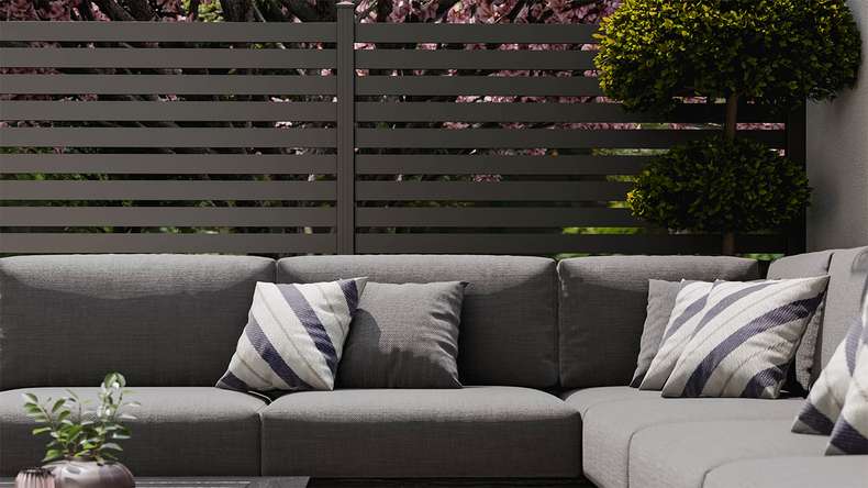 planeo Gardence Metallic Edge - Clôture de jardin en aluminium Carré Anthracite | DB703