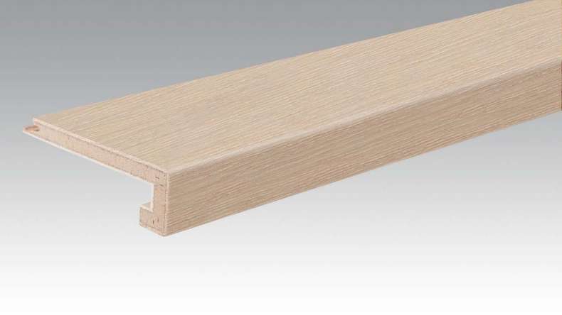 Profilé de nez de marche MEISTER en parquet Profilé en U Chêne animé blanc crème cérusé 9014