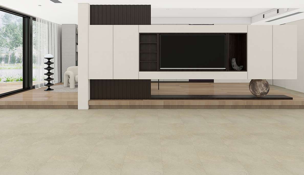 Vinyle rigide à clipser planeo - SolutionX 2 en 1 Travertin Beige