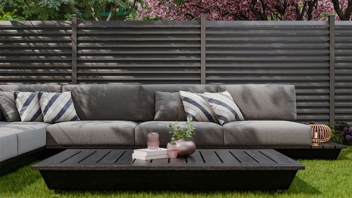 planeo Gardence Metallic Rhombus - Clôture de jardin en aluminium Carré Anthracite | DB703