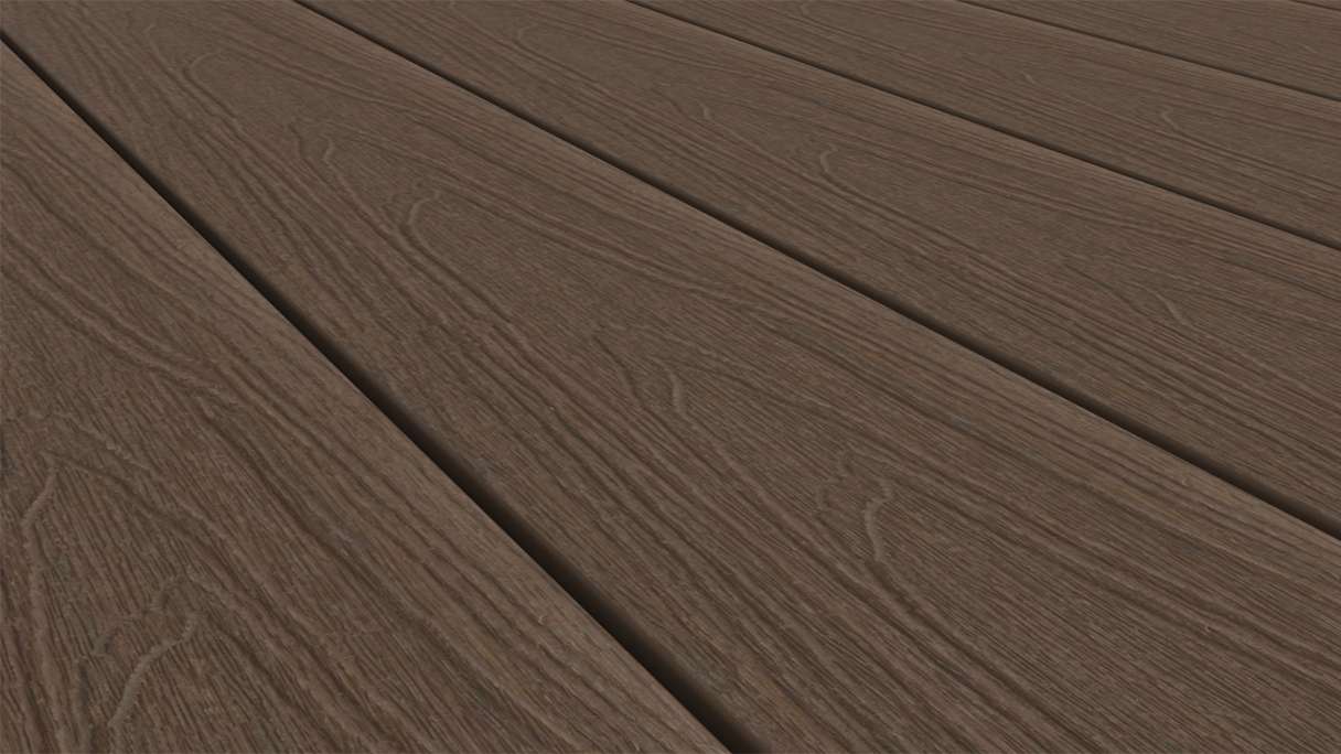 planeo WOODLine Nature - Lame de terrasse alvéolaire enrobée de WPC CoEx - Ipe brun 3m structuré/lisse brossé