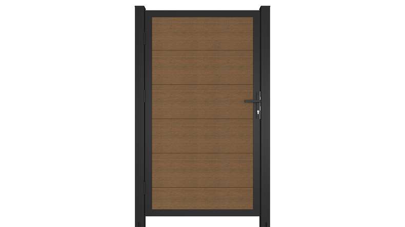 planeo INFINITY XL-Board - WPC CoEx Porte universelle Burma Teck avec cadre alu anthracite 100 x 180