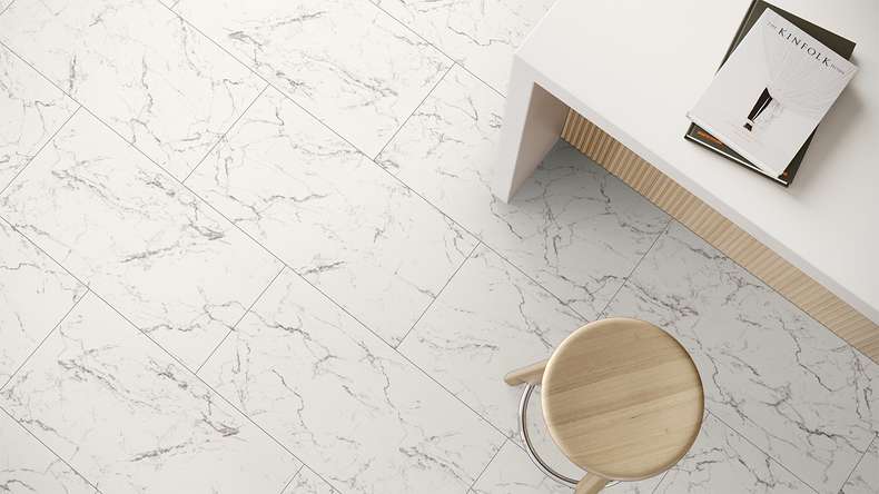 planeo Vinyle à clic rigide - Stone Carrara Marble Matt | Isolation phonique intégrée (100P2921MT)