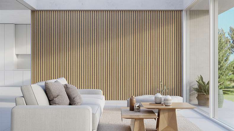 Skaben Panneau acoustique SilentWall Pro - Chêne brun clair - 250 x 60 cm