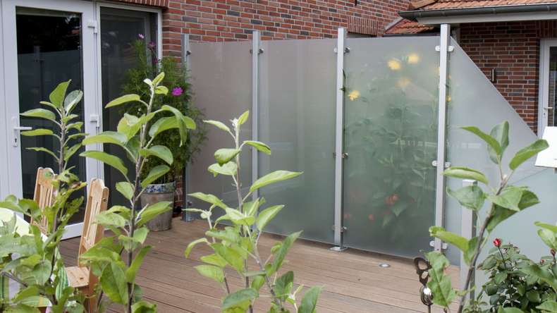 planeo Gardence Flair - Brise vue Verre Oblique droite Satiné 90 x 180 cm