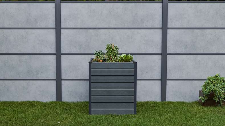 planeo BPC-Rhombus bac surélevé Cube - gris pierre co-ex. 70 x 70 x 79 cm