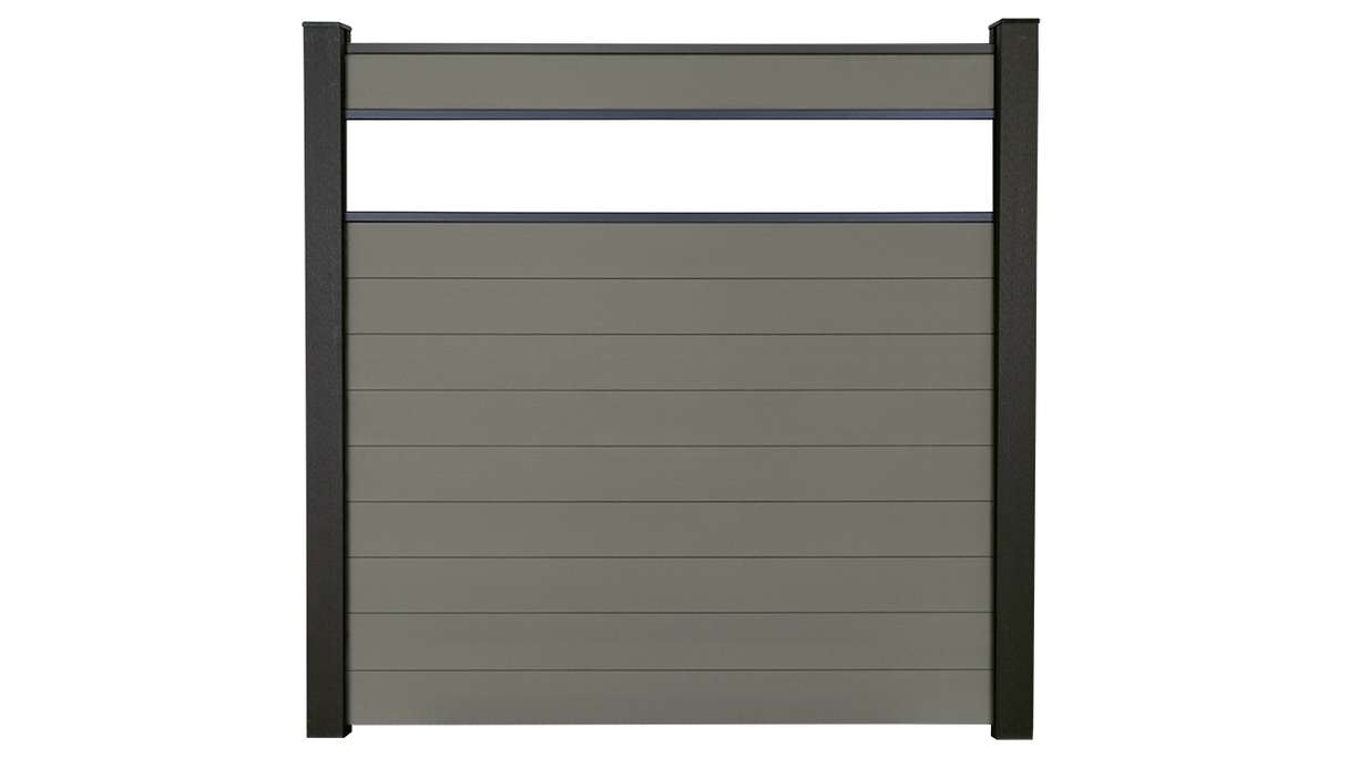 planeo Gardence Strong - Clôture à emboîter BPC verre satiné gris 180 x 180 cm