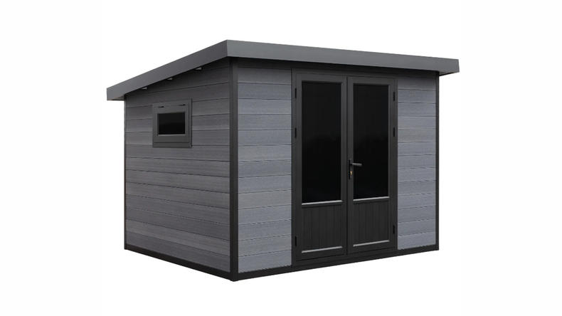 Abri de jardin planeo WPC à toit en appentis, modèle M - Anthracite, 280 x 280 cm