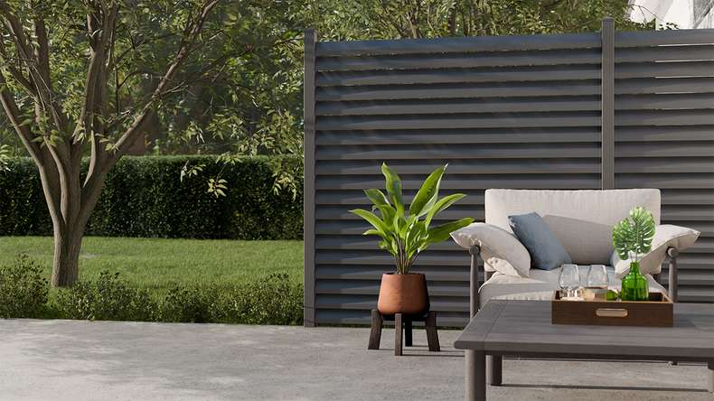 planeo Gardence Metallic Rhombus - Clôture de jardin en aluminium Carré Anthracite | DB703