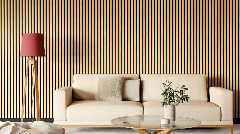 Skaben Panneau acoustique SilentWall Comfort - Chêne brun clair - 250 x 30 cm