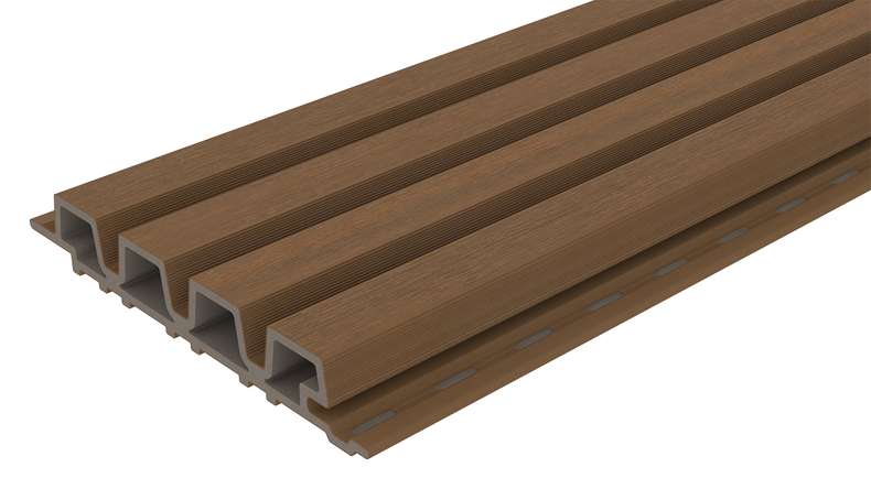 planeo LINEA Slim - Bardage de façade en WPC CoEx « Burma Teak » 2900 x 215 mm