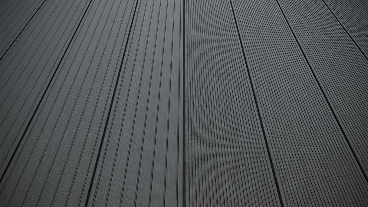 planeo LightWood WPC Lame de terrasse alvéolaire - gris foncé 3.6m rainuré/cannelé