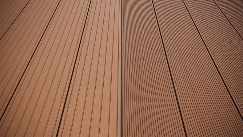 planeo LightWood WPC Lame de terrasse alvéolaire - brun clair 3m rainuré/cannelé
