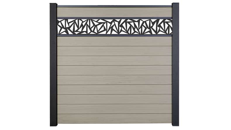 planeo Gardence Strong - Clôture à emboîter BPC Triangle Bi-Color Sand 180 x 180 cm