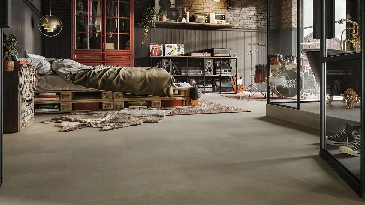 Sol design MEISTER Dryback-Vinyl DB 155 - 20210 Mellow gold structure à pores de pierre (400058-0914457-20210)