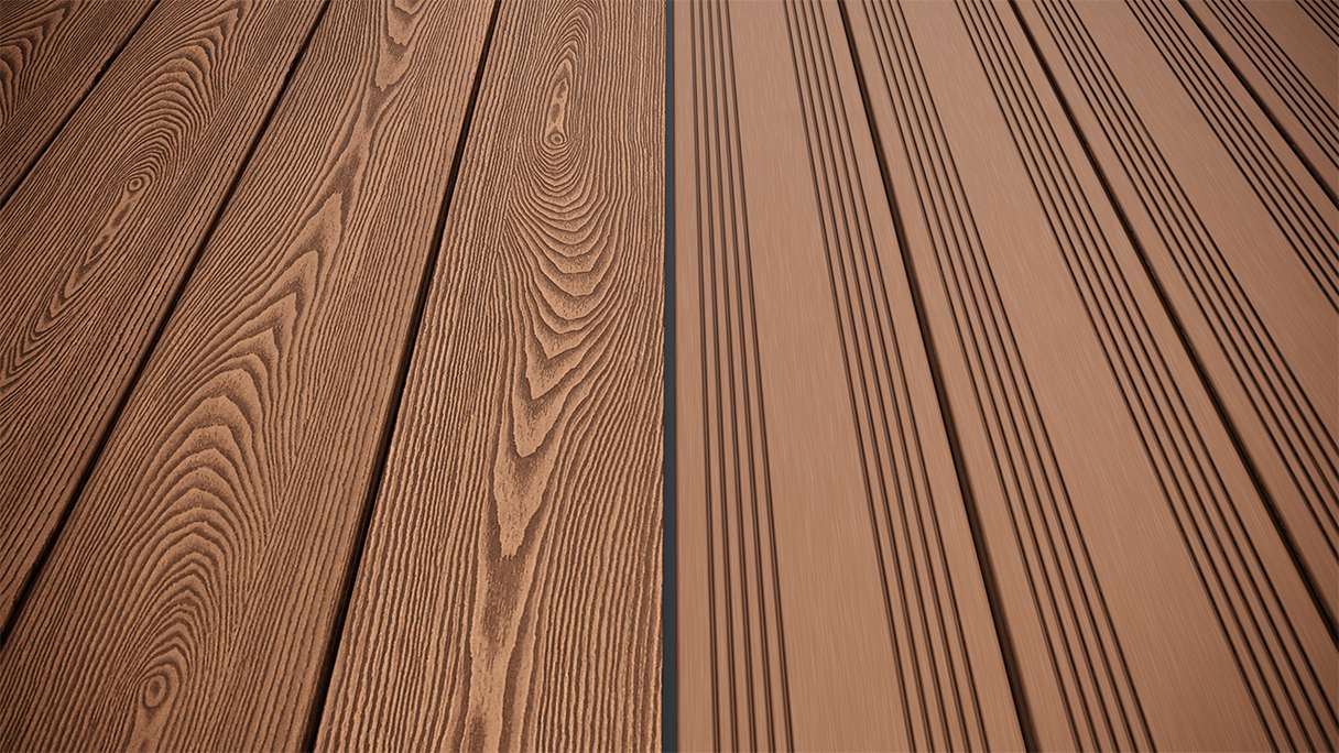 planeo SolidWood WPC Lame de terrasse massive - brun clair 3m français/structuré