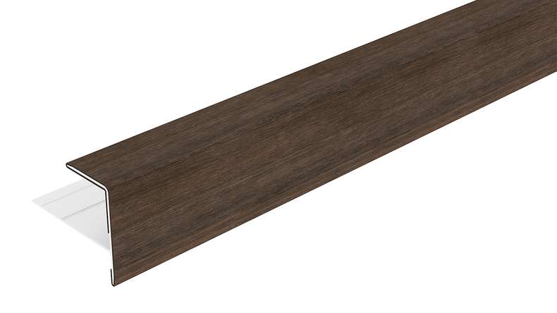 planeo LINEA - Profilé d'extrémité en aluminium CoEx, couleur Ipe brun, 3000 x 74 x 61 mm