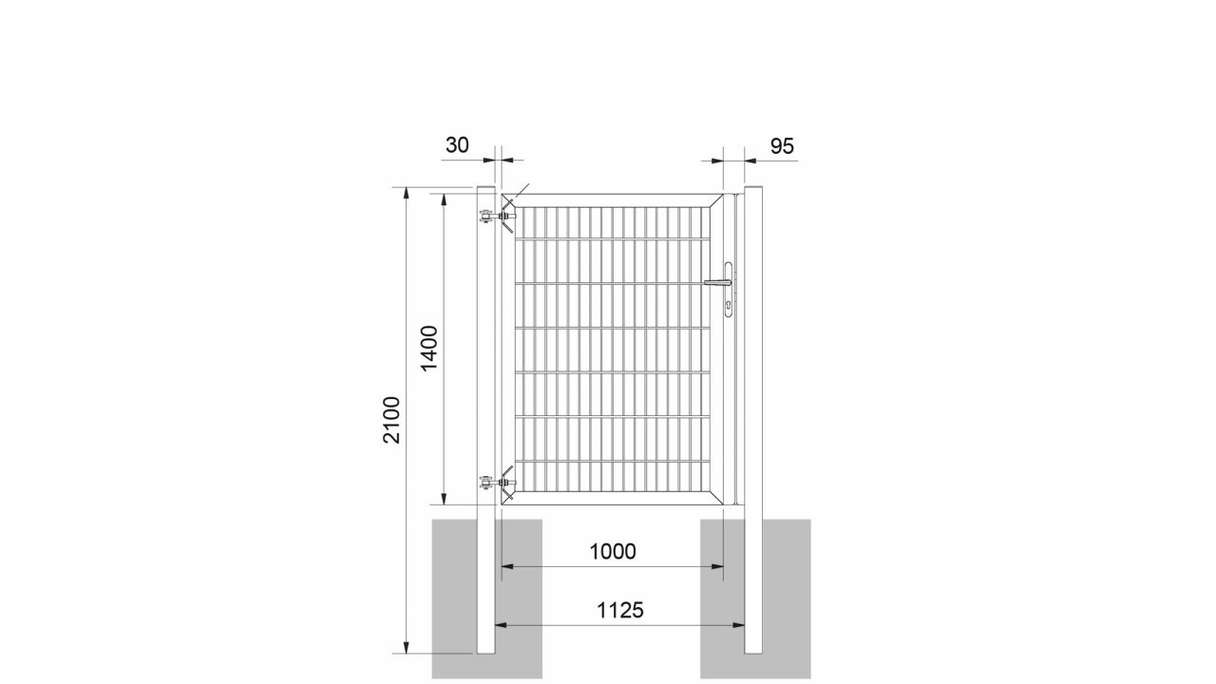 Porte universelle lourde 1 vantail anthracite H 1400 x L 1125 mm poteaux de porte inclus