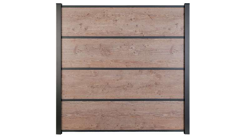 planeo Gardence Resistant - Clôture à emboîter HPL aspect bois 180 x 183 cm