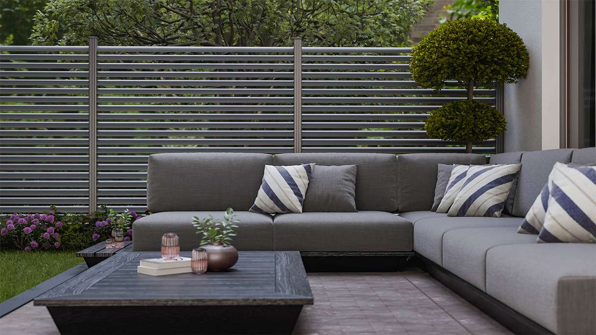 planeo Gardence Metallic Ellipse - Clôture de jardin en aluminium Carré Anthracite | DB703