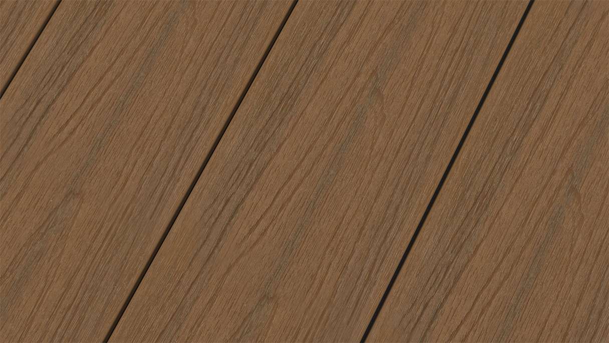 planeo MAXLine Nature - WPC CoEx lame de terrasse XL gainée chambre creuse - Burma Teak 3m structuré/lisse brossé