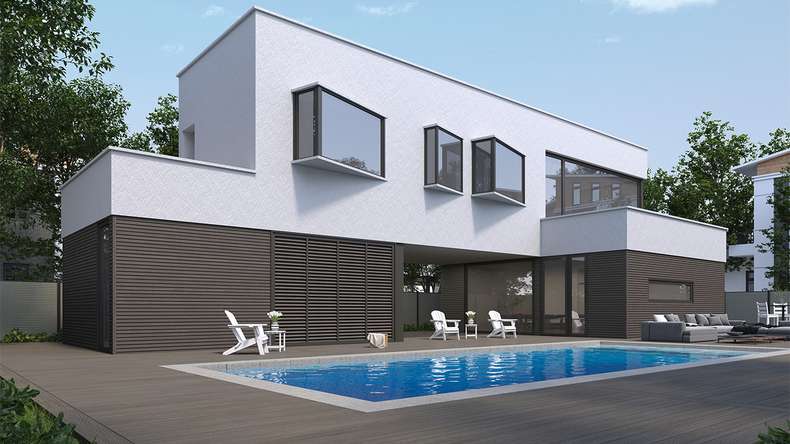 planeo LINEA Slim - Bardage de façade en WPC CoEx, gris foncé, 2900 x 215 mm