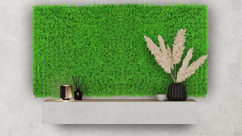 planeo Panneau acoustique - MixWall Leaf Mood Bright Green Design Grass 52 x 52 cm | Plante artificielle (PLMW-51111)
