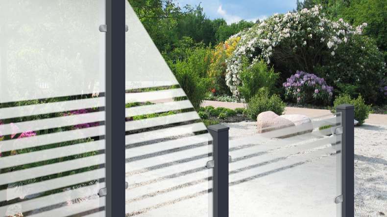 planeo Gardence Flair - Brise vue Verre Bandes Obliques à droite 90 x 180 cm