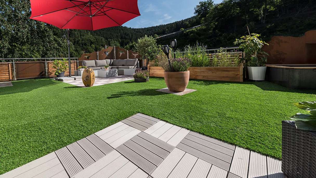 planeo carreau de terrasse en plastique - aspect gazon