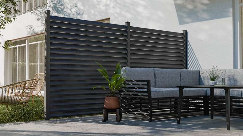 planeo Gardence Metallic Rhombus - Clôture de jardin en aluminium Carré Anthracite | DB703