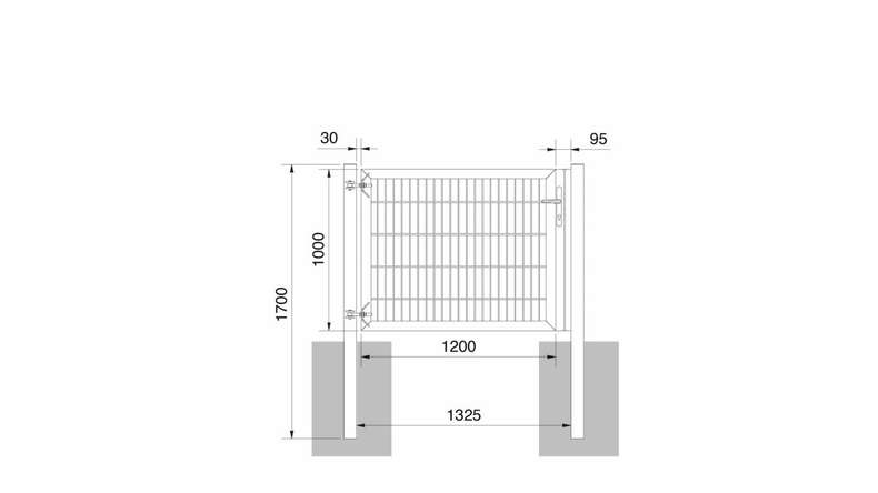 Porte universelle lourde 1 vantail vert mousse H 1000 x L 1325 mm poteaux de porte inclus