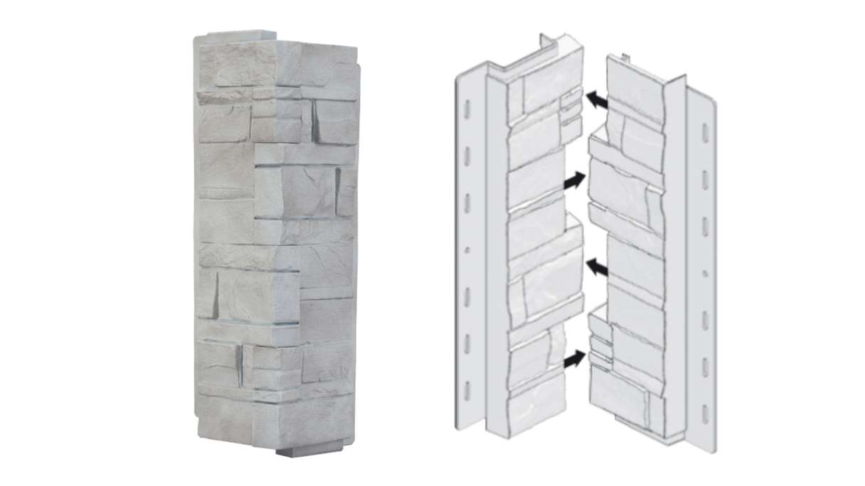 planeo angles de façade pierre stratifiée Travertine - 406 x 149 mm