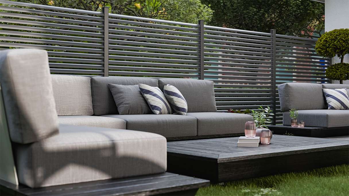 planeo Gardence Metallic Ellipse - Clôture de jardin en aluminium Carré Anthracite | DB703