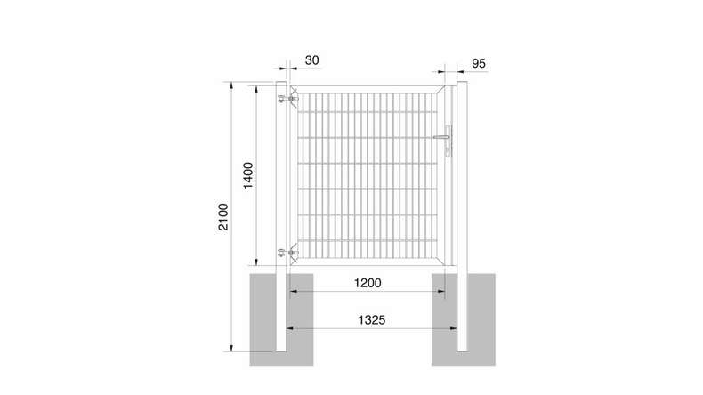 Porte universelle lourde 1 panneau galvanisé à chaud H 1400 x L 1325 mm poteaux de porte inclus