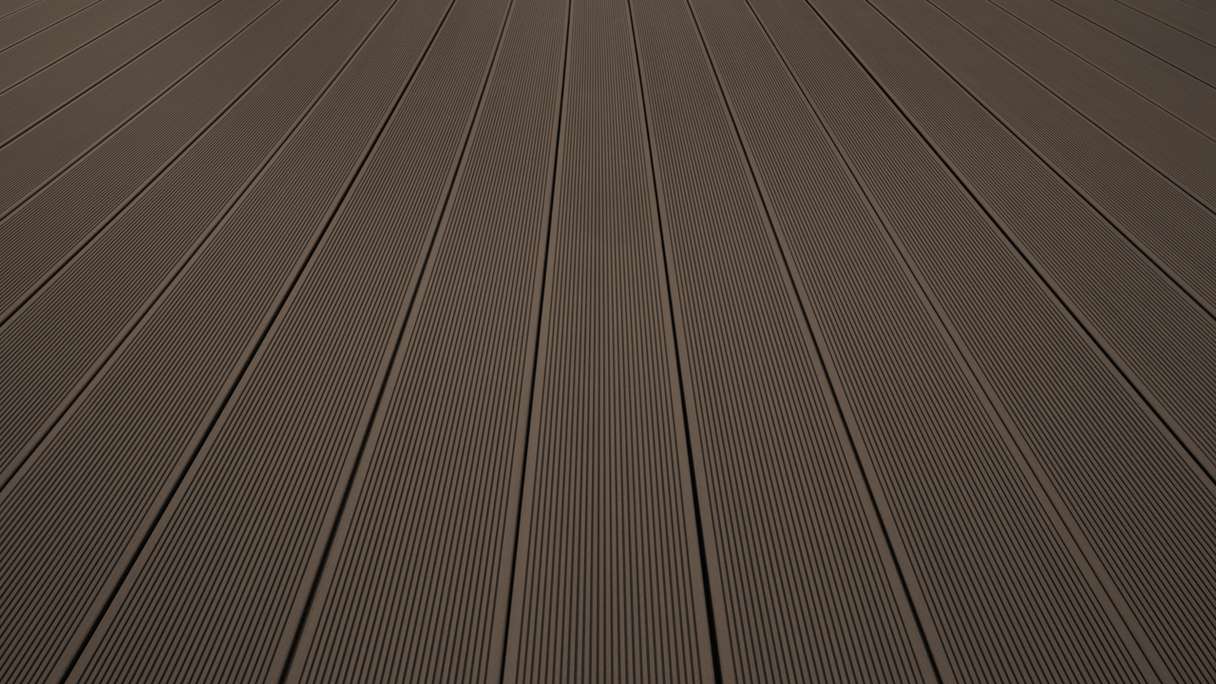 TitanWood Kit complet - 5m lame à âme creuse structure rainurée brun foncé 55,5m² compris UK alu