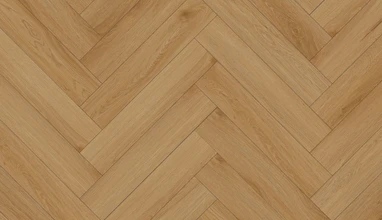 Vinyle rigide à clipser planeo - SolutionX 2 en 1, motif à chevrons, chêne doré