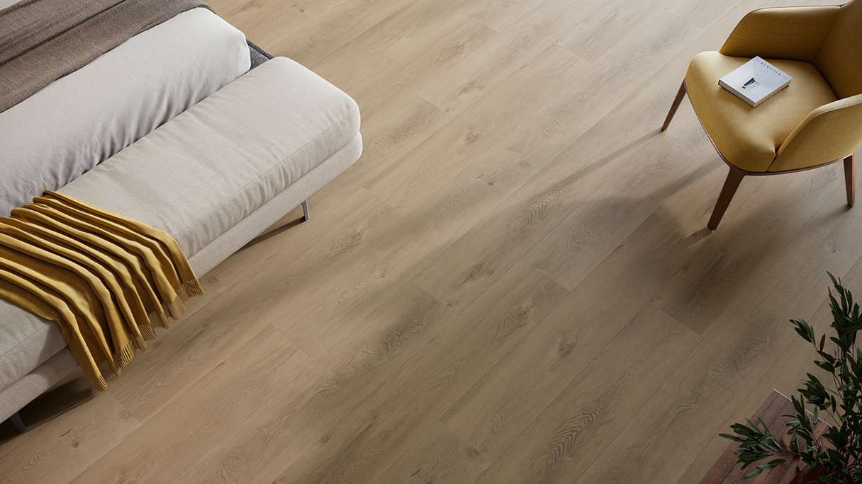 planeo Vinyle à clic rigide - HOMEtec Pro 50 IXPE Desert Drift Oak | Isolation phonique intégrée (RP-E50-6)