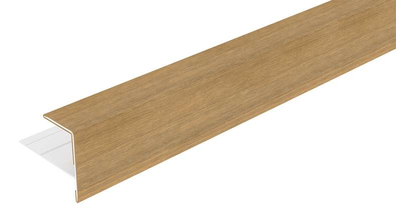 planeo LINEA - Profilé d'extrémité en aluminium CoEx, couleur sable, 3000 x 74 x 61 mm
