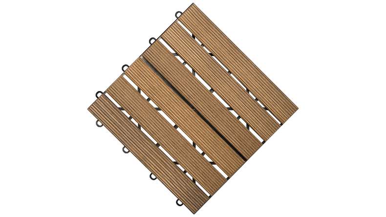 planeo carreau de terrasse en bois - Thermo frêne - 6 lattes striées